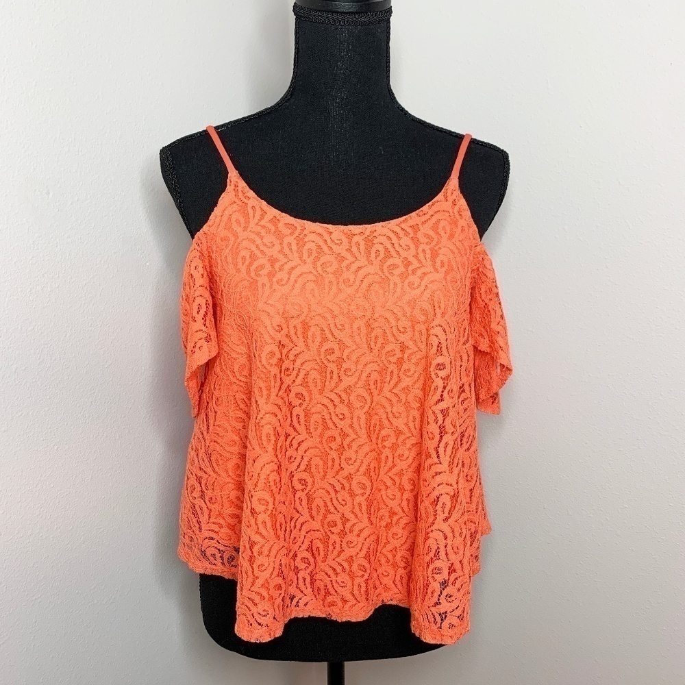 Jessica Simpson Orange Lace Tank Top